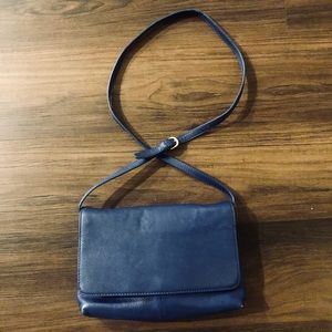 J. Crew Royal Blue Leather Messenger/Clutch